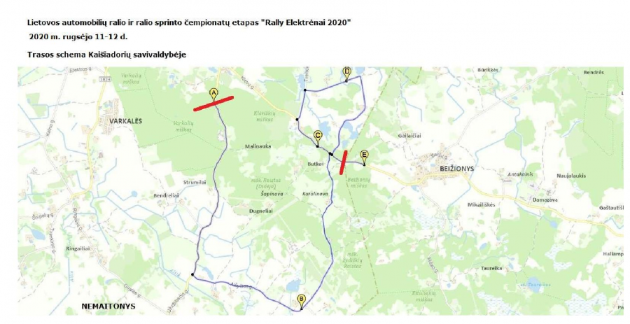 Kaišiadorių rajono savivaldybės  teritorijoje numatyta  ralio varžybų trasa