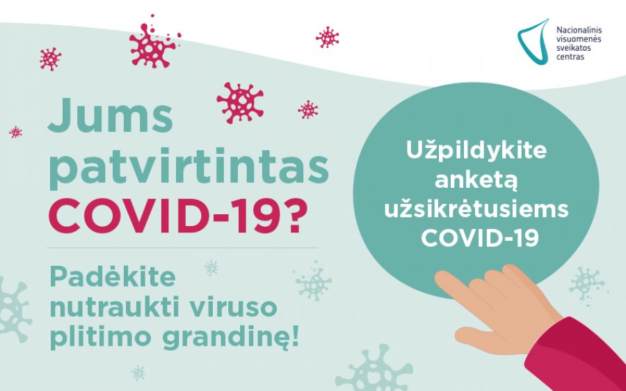  Primenama, kad COVID-19 ligos (koronaviruso infekcija) atvejo anketą galima užpildyti savarankiškai