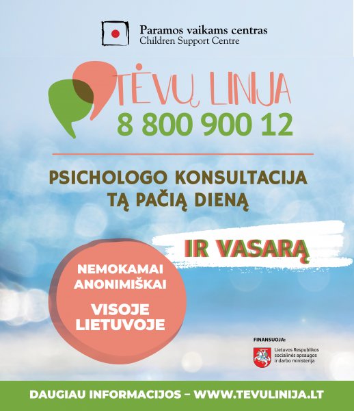 „Tėvų linijoje“ psichologo konsultacija – tą pačią dieną, visoje Lietuvoje, ir vasarą 