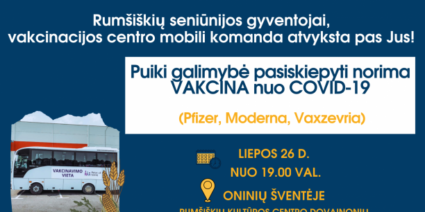 Kviečiame Dovainonyse pasiskiepyti nuo COVID- 19 ligos