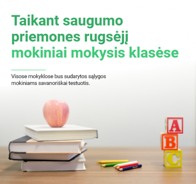 Taikant saugumo priemones rugsėjį mokiniai mokysis klasėse