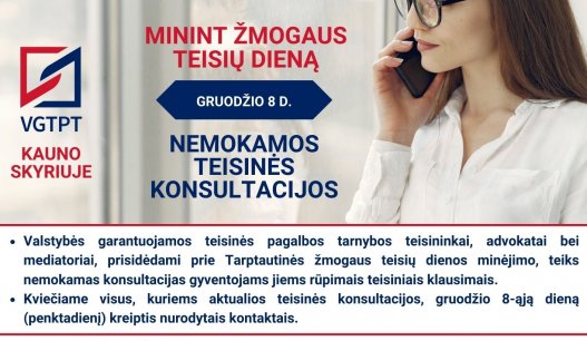 Nemokamos teisinės konsultacijos – Tarptautinės žmogaus teisių dienos proga