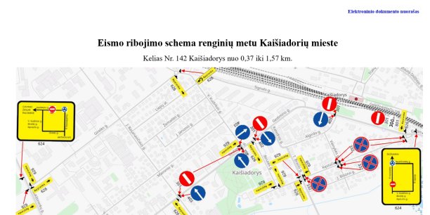 Informacija apie eismo ribojimą renginių metu Kaišiadorių mieste