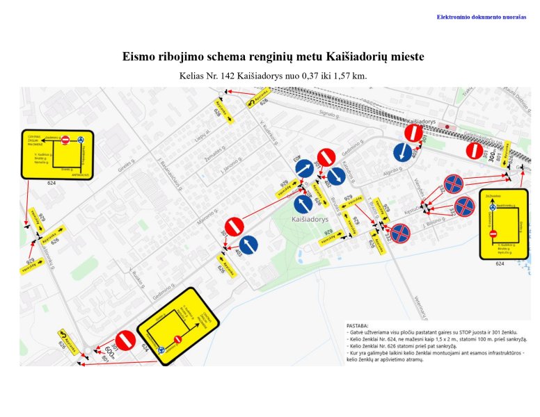 Informacija apie eismo ribojimą renginių metu Kaišiadorių mieste