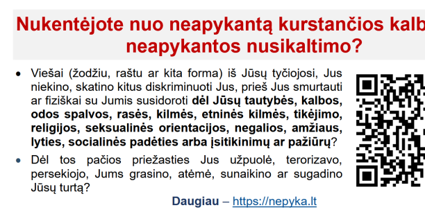  Informacija nukentėjusiesiems nuo neapykantą kurstančios kalbos ar neapykantos nusikaltimo