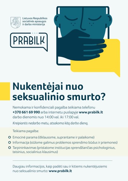 Nemokama ir konfidenciali  pagalba nukentėjusiems nuo seksualinio smurto