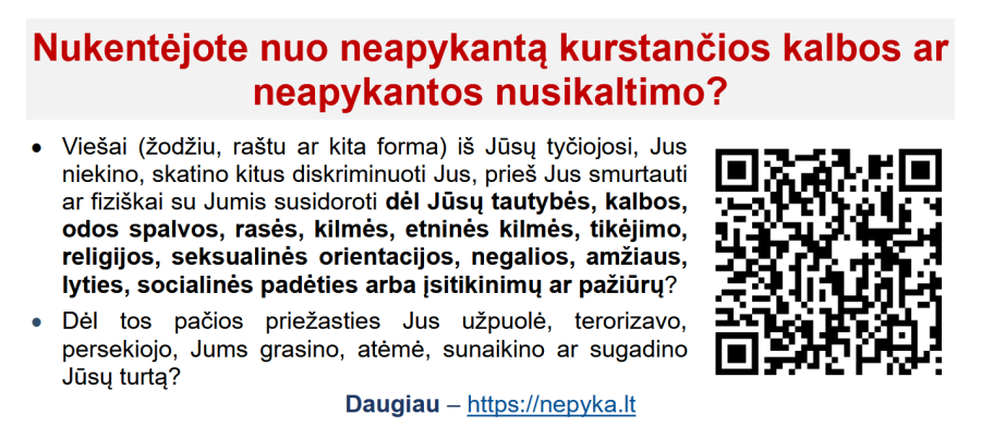  Informacija nukentėjusiesiems nuo neapykantą kurstančios kalbos ar neapykantos nusikaltimo