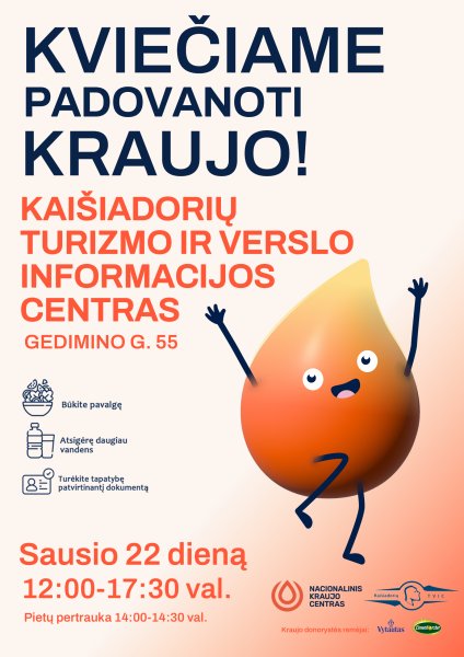 Nacionalinis kraujo centras kviečia padovanoti kraujo!