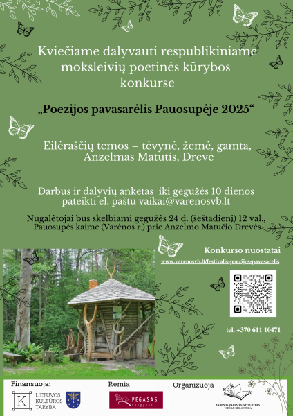 Moksleivių poetinės kūrybos konkursas „Poezijos pavasarėlis Pauosupėje 2025“ 