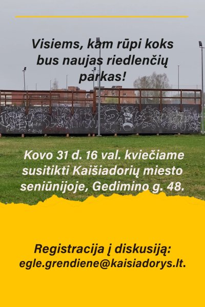 Kviečiame susitikti dėl riedlenčių parko