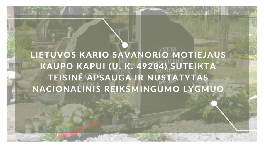 LIETUVOS KARIO SAVANORIO MOTIEJAUS KAUPO KAPUI (U. K. 49284) SUTEIKTA TEISINĖ APSAUGA IR...