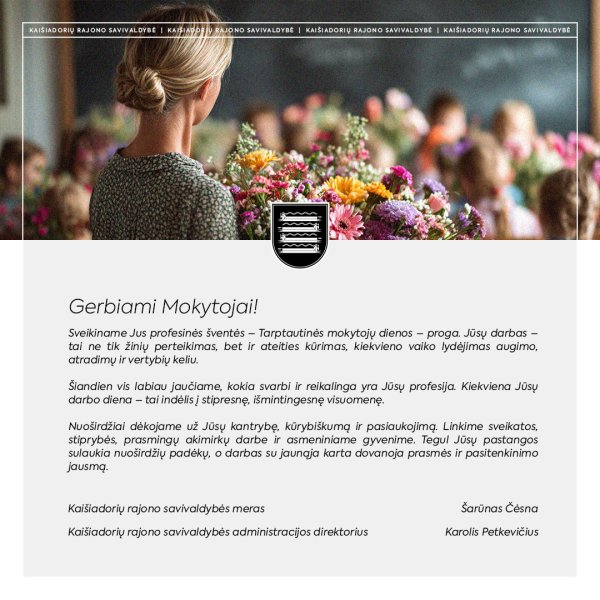 Sveikiname mokytojus