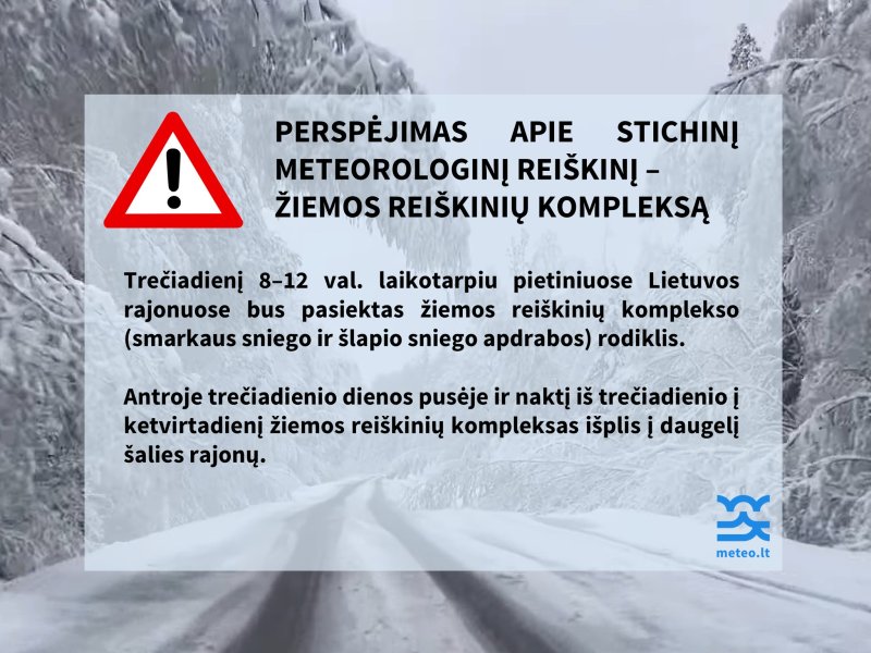 Įspėjimas apie stichinį meteorologinį reiškinį – žiemos reiškinių kompleksą 