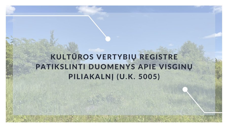 Kultūros vertybių registre patikslinti duomenys apie Visginų piliakalnį (u.k. 5005)