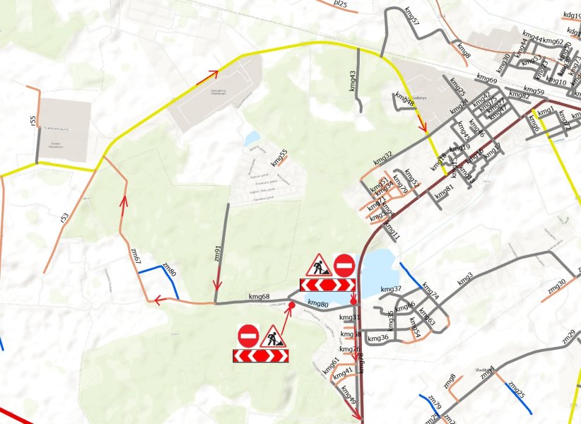 Eismo ribojimas dėl Žvejų gatvės remonto