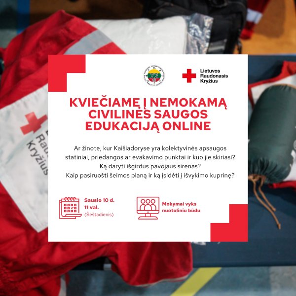 Lietuvos Raudonasis Kryžius kviečia į nemokamą edukaciją