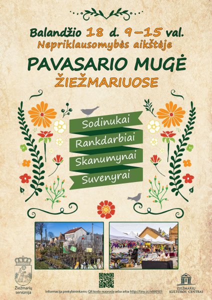 Pavasario mugė Žiežmarių nepriklausomybės aikštėje 2026 balandžio 18 d. Nuo 9.00 iki 15.00 val.