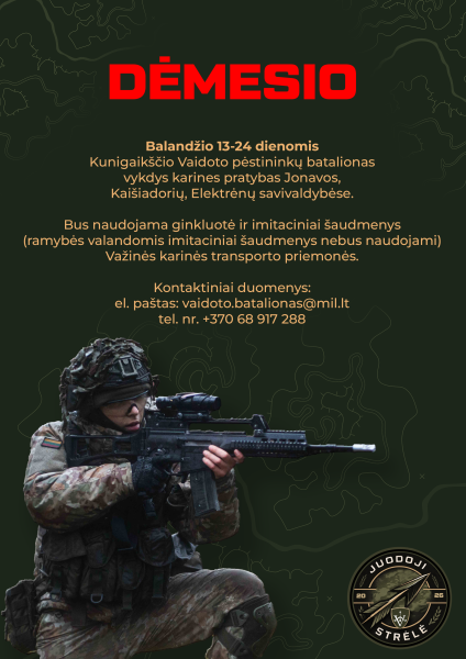 Informacija dėl pratybų