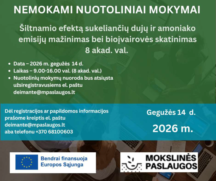 Kviečiame į nemokamus nuotolinius  mokymus