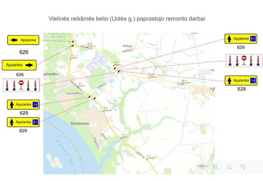 Informacija apie laikiną eismo uždarymą Uolės gatvėje Dovainonyse