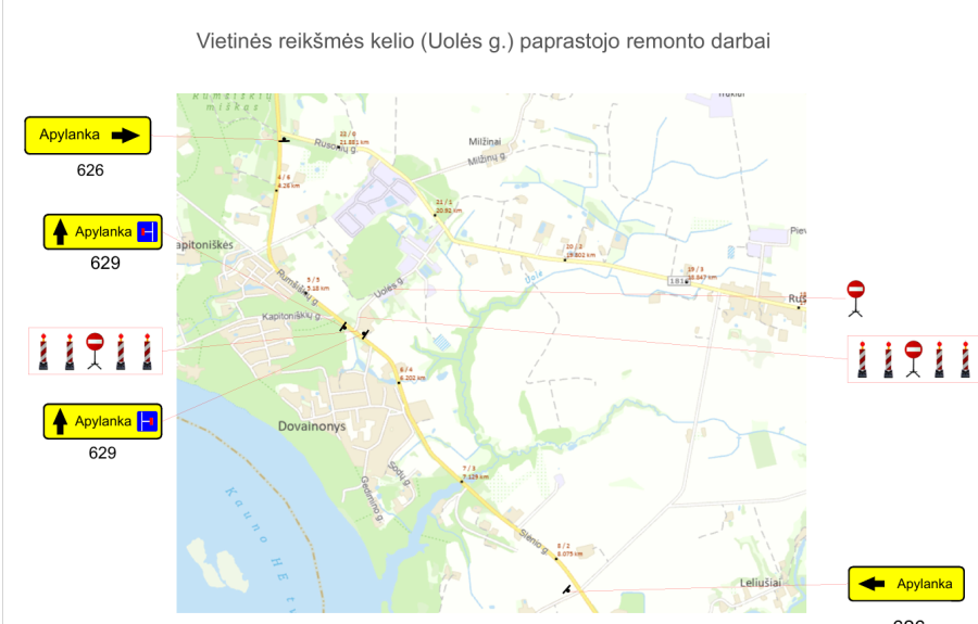 Pranešimas dėl eismo apribojimo Uolės g., Dovainonyse