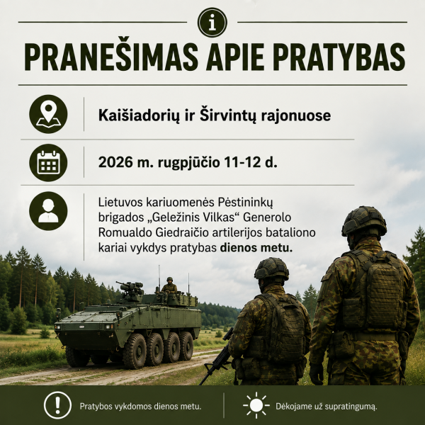Informacija dėl pratybų