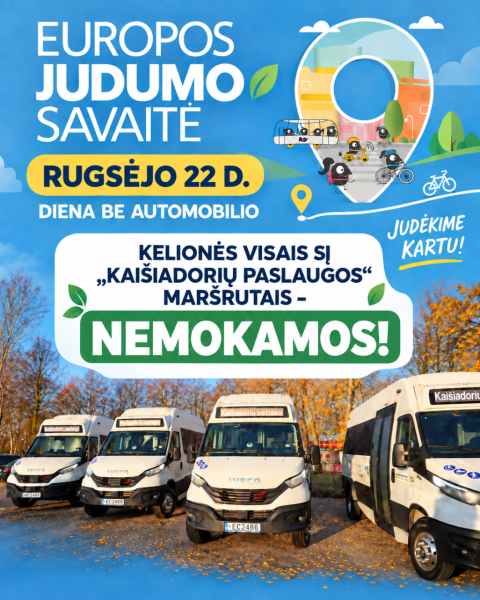 Rugsėjo 22-ąją – nemokamos kelionės autobusais!