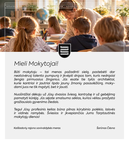 Mero sveikinimas mokytojams
