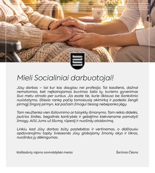 Sveikinimas socialiniams darbuotojams
