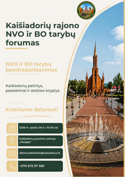 Kaišiadoryse vyks NVO ir bendruomeninių organizacijų tarybų forumas: dėmesys bendradarbiavimui ir...